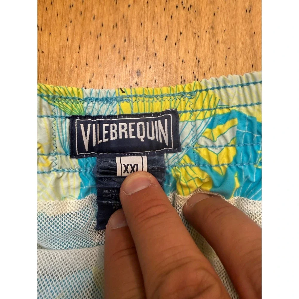 Vilebrequin Moorea XXL Swim Trunks Blue Yellow Sail Print Board Shorts Mens